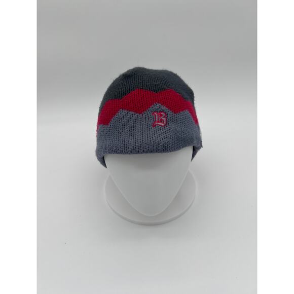 B Hat Beanie Gray Red and Black Cap Unisex - Picture 1 of 4